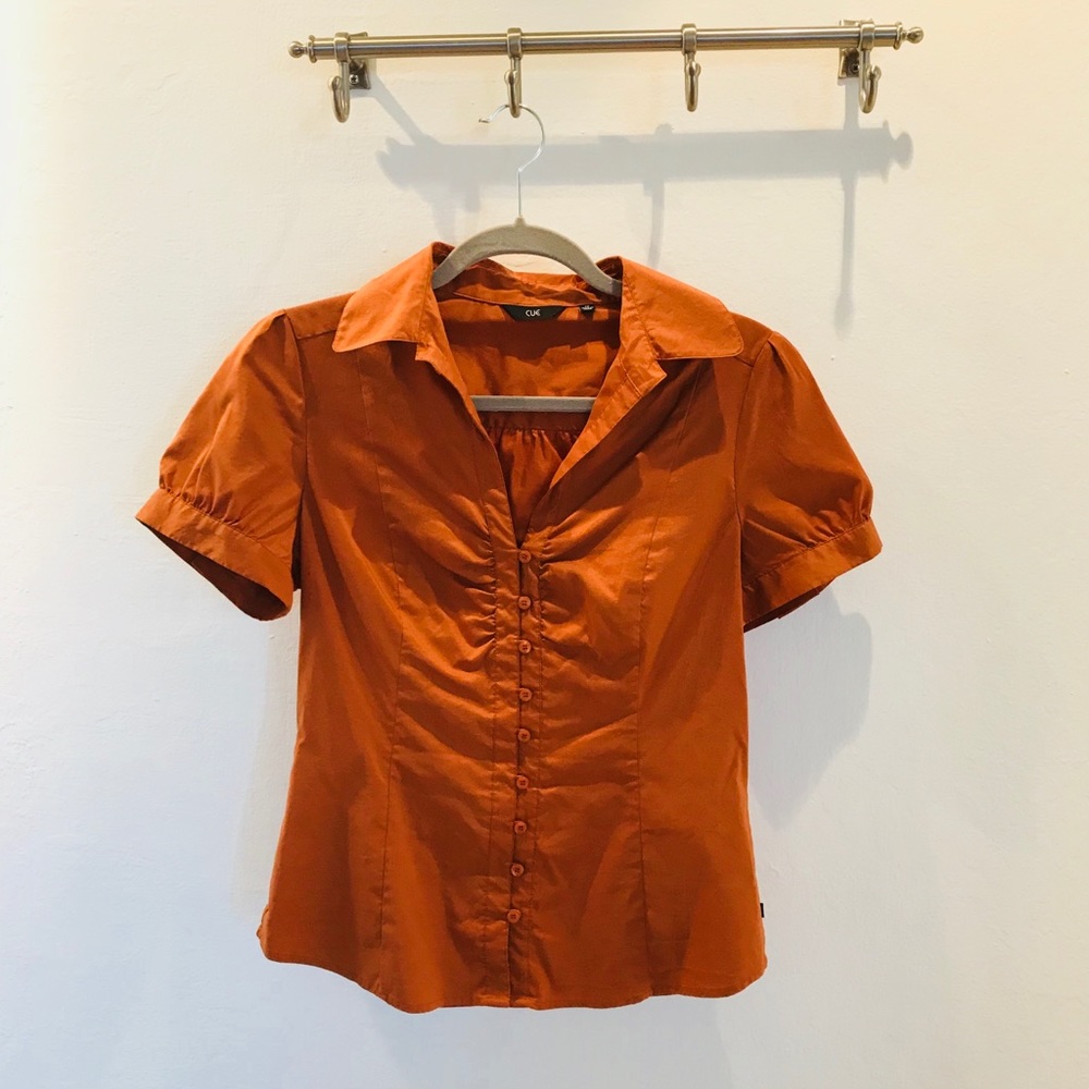 Like New Cue Australia Rust-Colored Blouse